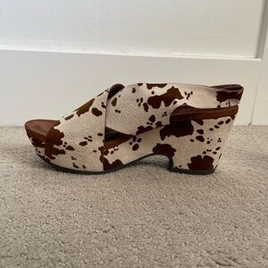 Cow print suede heels -size 8